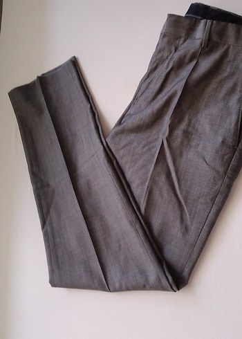 Gri Regular Fit Keten Pantolon