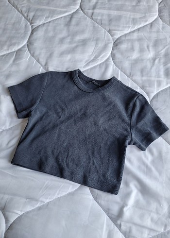 Gri Kısa Kollu Crop