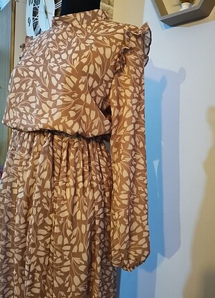 42 Beden kahverengi Renk Şifon elbise 