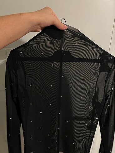 Transparan taşlı bluz - Görsel 5