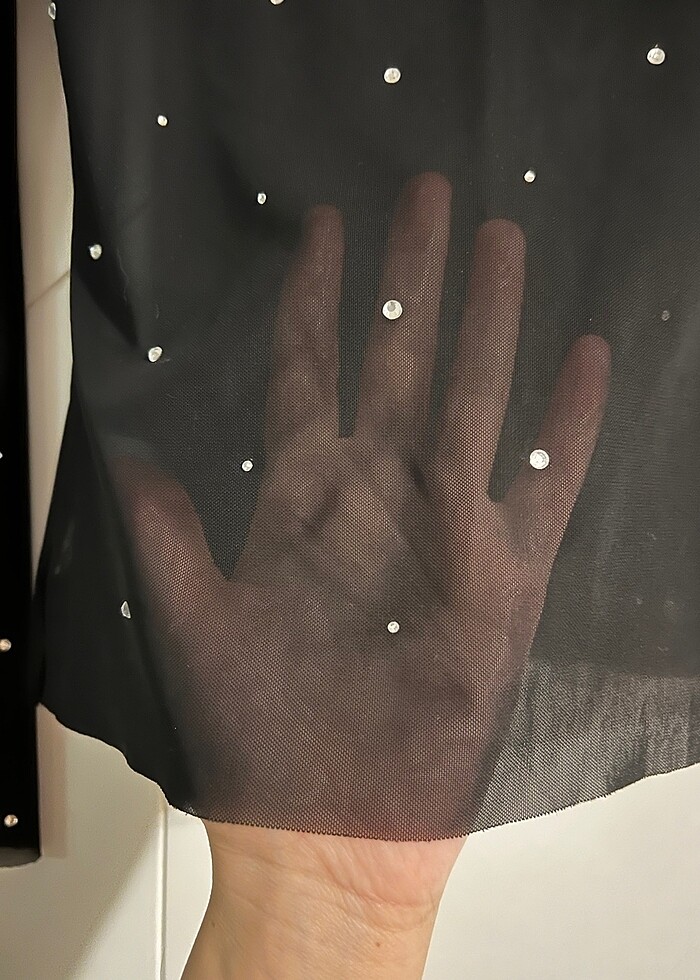 Transparan taşlı bluz - Görsel 3