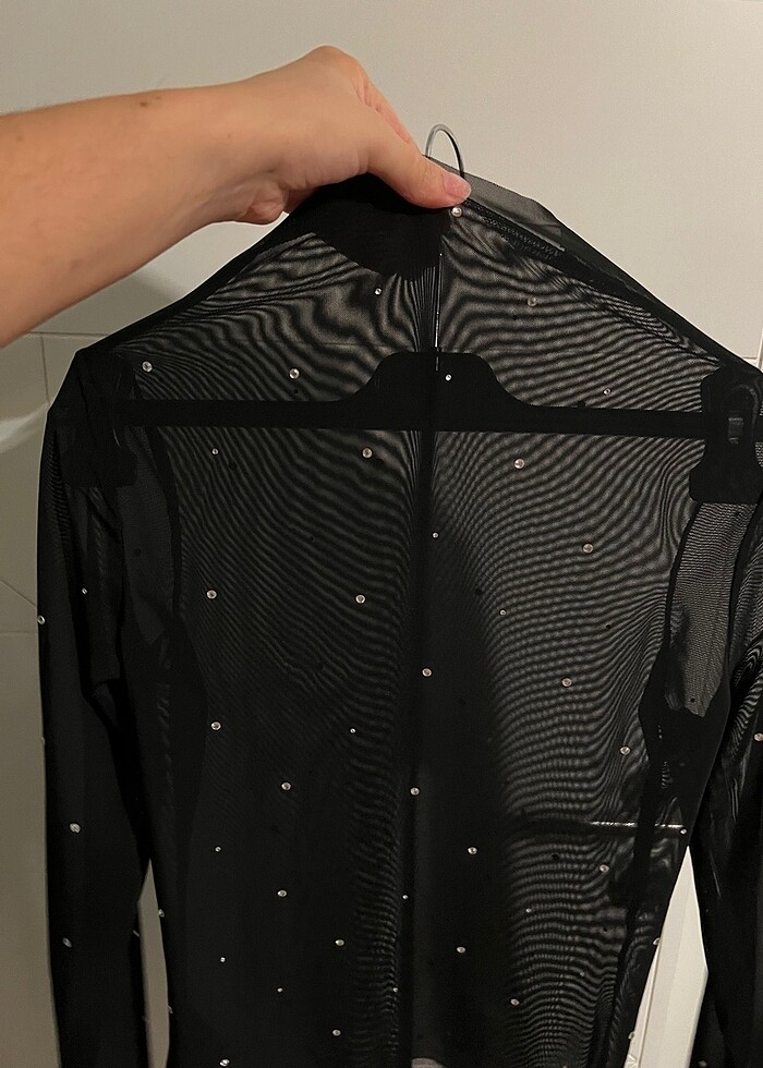 Transparan taşlı bluz - Görsel 5