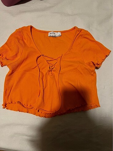 Crop önü ipli tshirt - Görsel 3