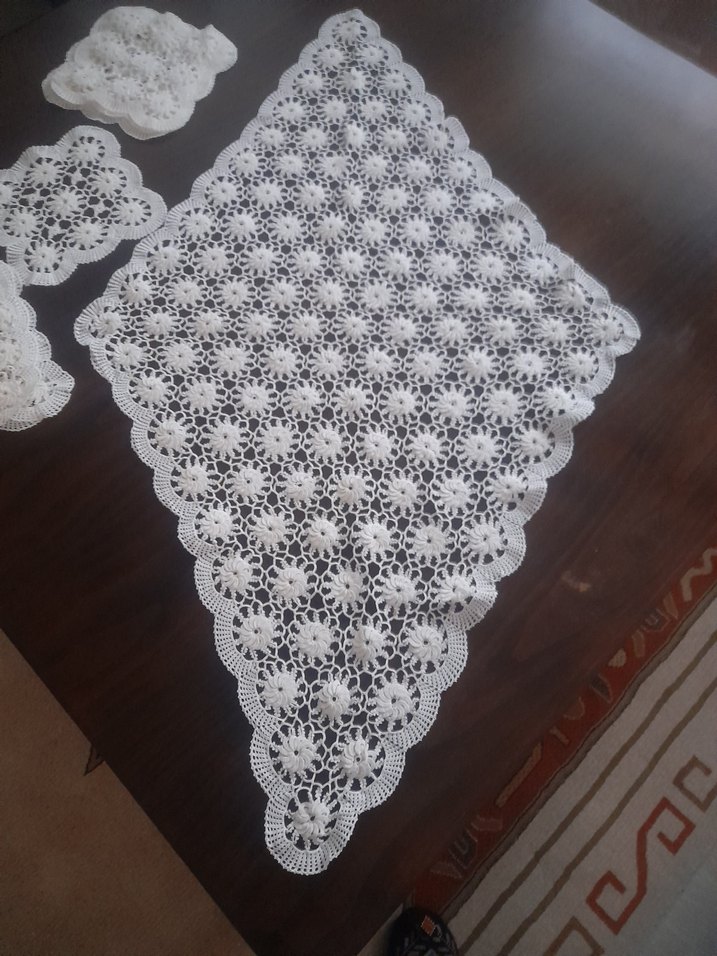 Beyaz El Örgüsü Dantel Takımı - Görsel 2