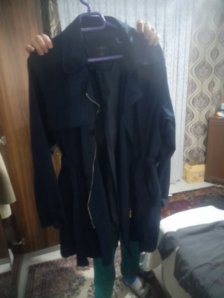 Kadın Lacivert Midi Kemerli Kaban - Görsel 2