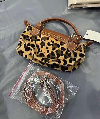 Beden Xs Mini Deri Leopar Longchamp Askılı Çanta