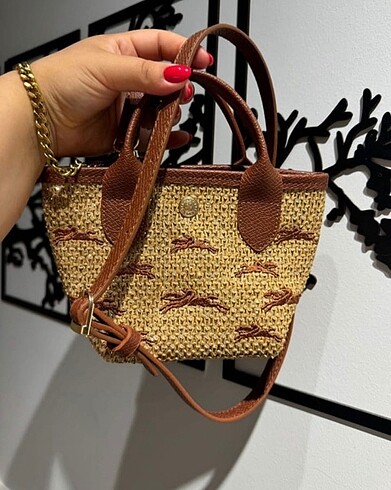 Xs Mini Hasır Deri Longchamp Askılı Çanta