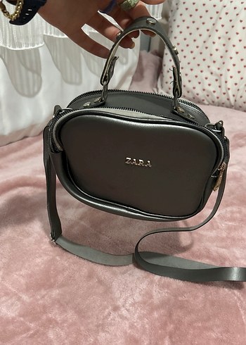 Zara Gri Deri Kadın Omuz Çantası - Görsel 3