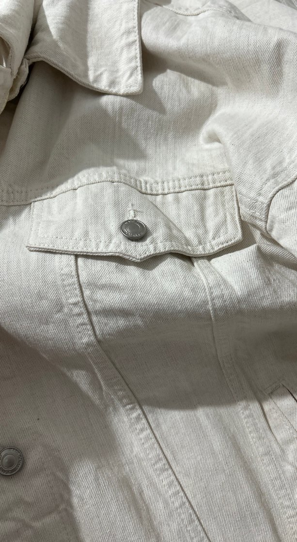 Kadın Beyaz Keten Denim Ceket - Görsel 2