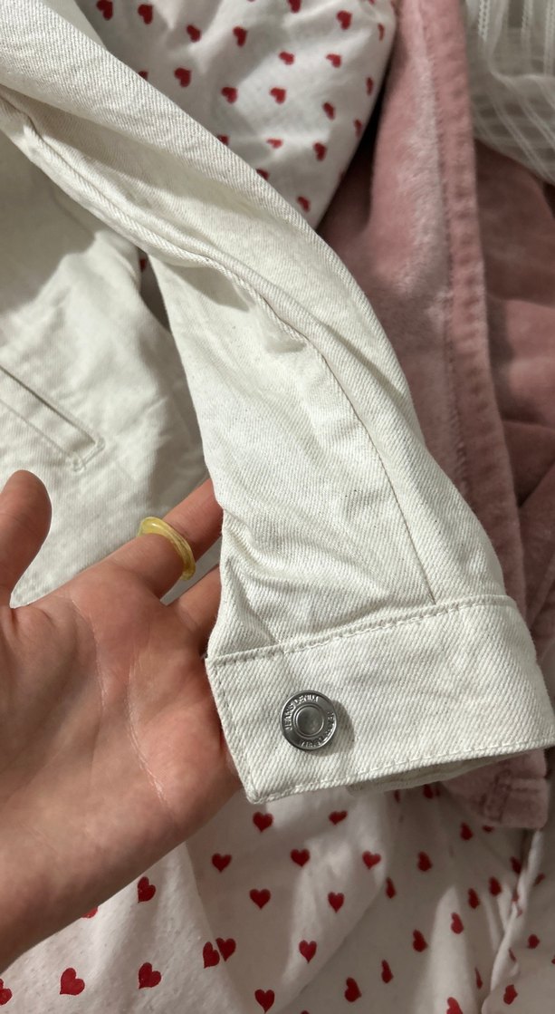 Kadın Beyaz Keten Denim Ceket - Görsel 4