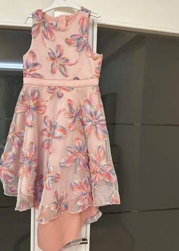LC Waikiki Çiçek Desenli Kız Çocuk Pembe Elbise