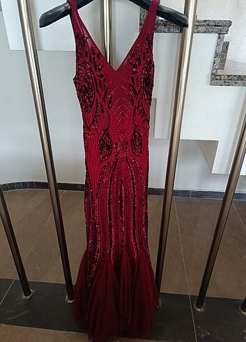 s Beden bordo Renk abiye