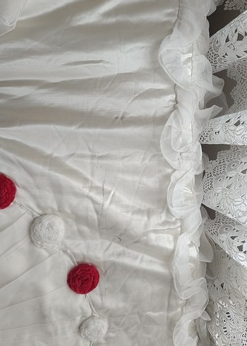 İşlemeli Beyaz Yatak Örtüsü - Görsel 7