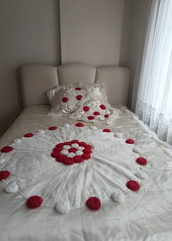 İşlemeli Beyaz Yatak Örtüsü - Görsel 5