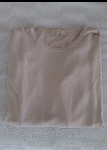 Bej Kadın Pamuklu Uzun Kollu Triko Kazak - Görsel 4