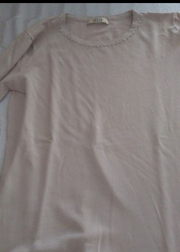 Bej Kadın Pamuklu Uzun Kollu Triko Kazak - Görsel 2