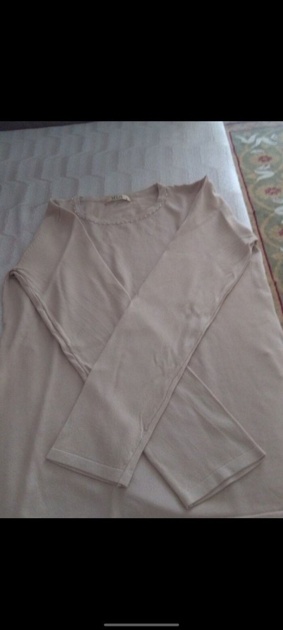 Bej Kadın Pamuklu Uzun Kollu Triko Kazak - Görsel 3