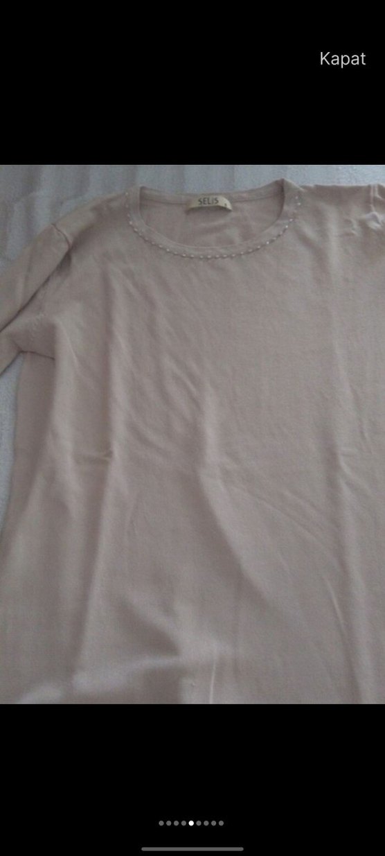 Bej Kadın Pamuklu Uzun Kollu Triko Kazak - Görsel 2