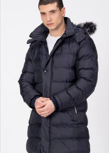 Siyah Kürklü Erkek Midi Mont - Görsel 2