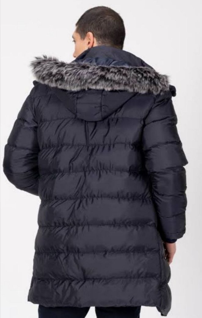 Siyah Kürklü Erkek Midi Mont - Görsel 3