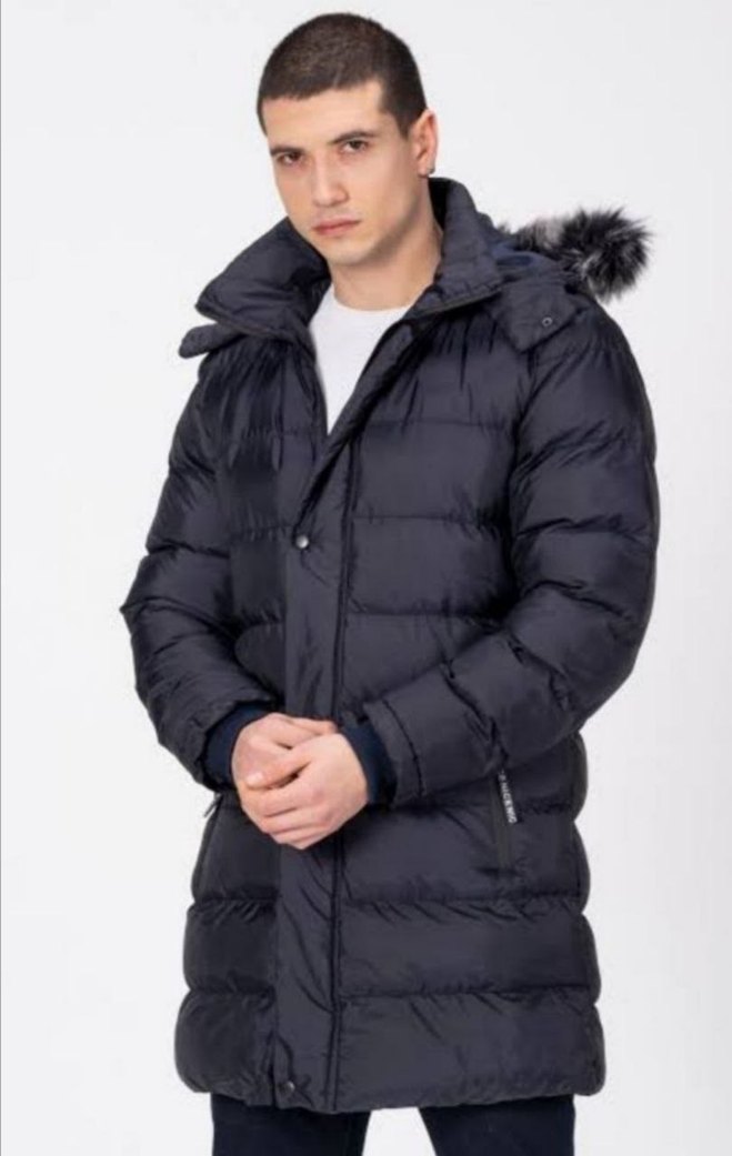 Siyah Kürklü Erkek Midi Mont - Görsel 2