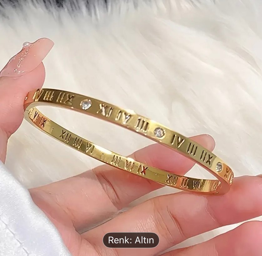 Altın Renkli Kadın Bileklik 6 cm Çapında - Görsel 2