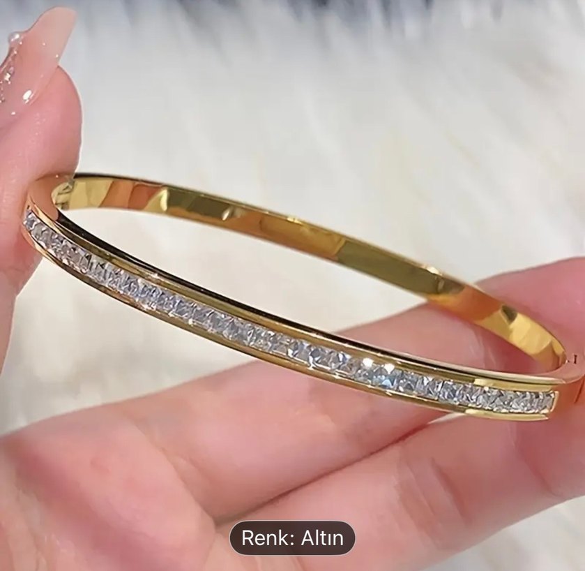 Altın Renkli Kadın Bileklik 6 cm Çapında - Görsel 4