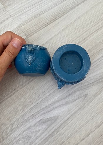 Beden mavi Renk Koyu Mavi Geyik Figürlü Mumluk