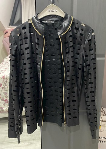 Siyah Fermuarlı Kadın Deri Ceket - Görsel 2