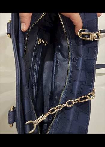 Lacivert Süet Tokalı Kadın Çanta - Görsel 3