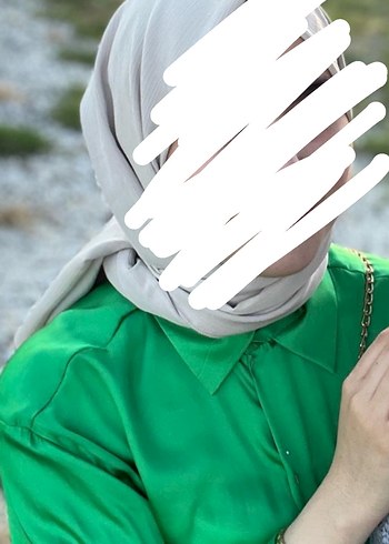 Düğmeli Yeşil Saten Kadın Gömlek Zara - Görsel 3