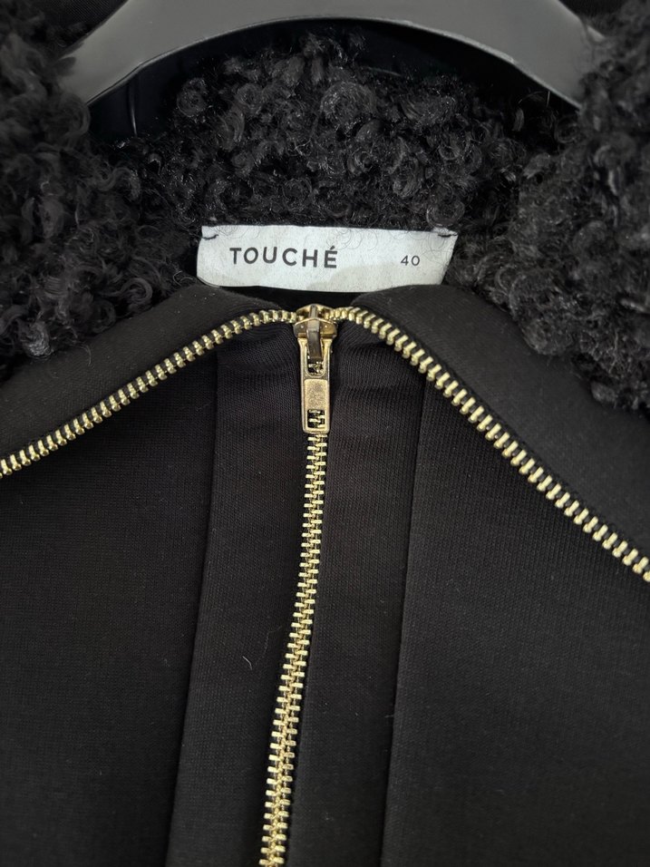 Fermuarlı Yüksek Yakalı Siyah Kadın Sweatshirt touche - Görsel 2