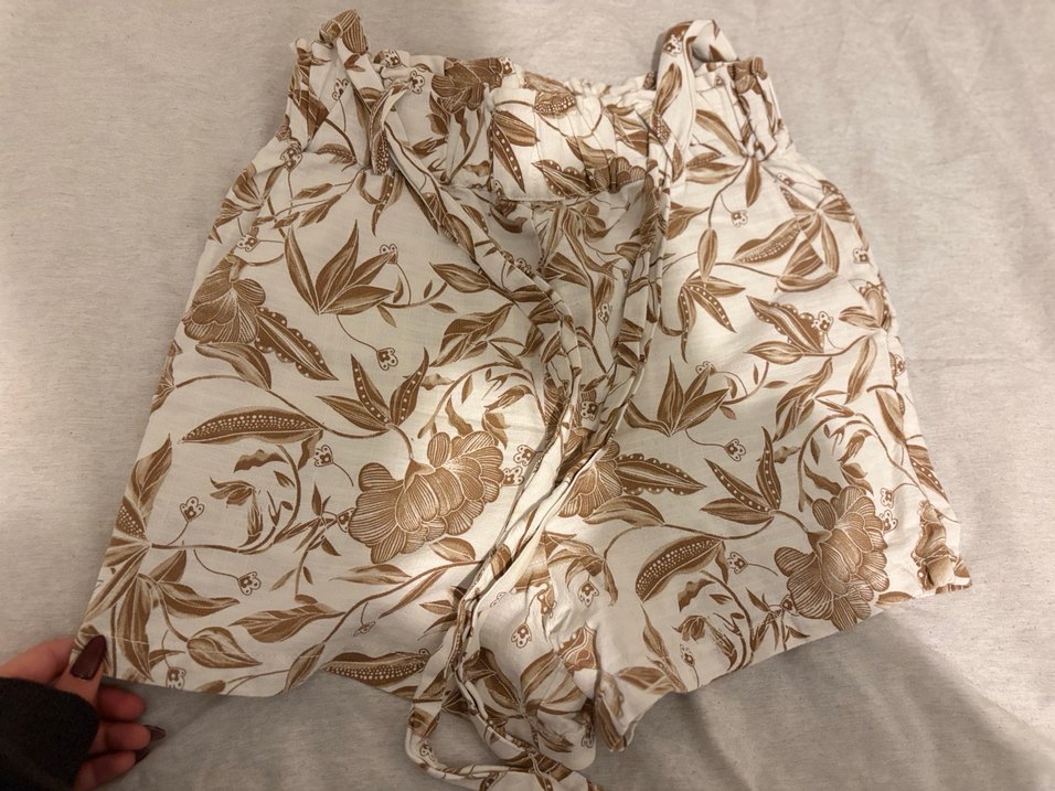 Bohem Desenli Bej keten şort - Görsel 2