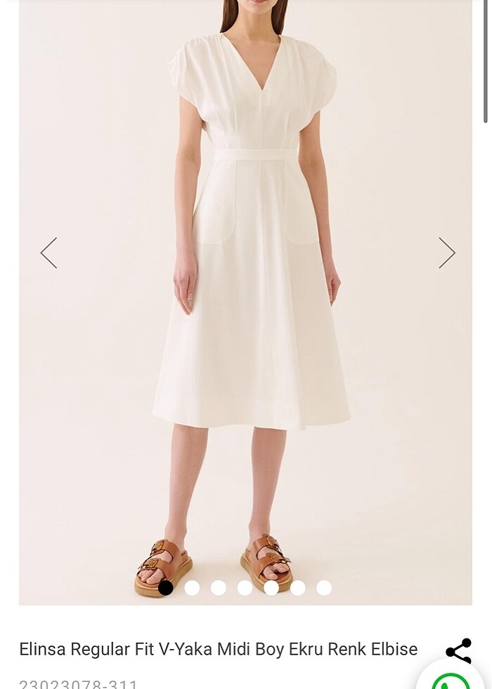 Perspective Midi Boy Ekru Renk Elbise - Görsel 2