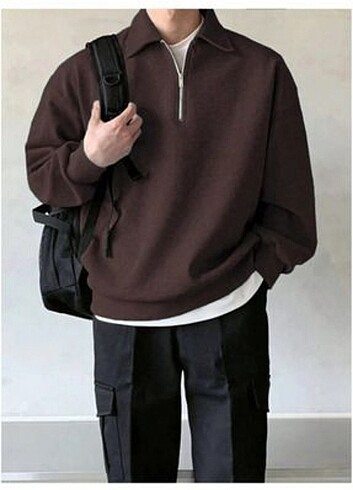 Polo yaka oversize sweatshirt 