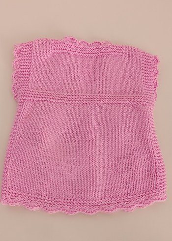 Nakışlı Pembe Örgü Kız Yeleği - Görsel 3