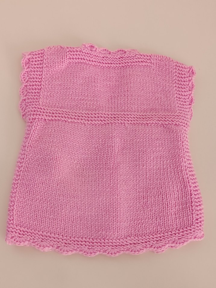 Nakışlı Pembe Örgü Kız Yeleği - Görsel 3