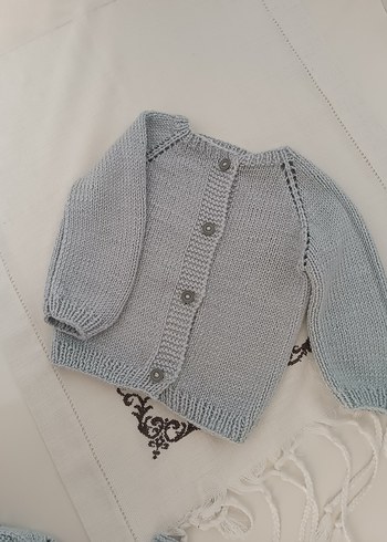 Gri Örgü bebek hırkası 1 yaş - Görsel 2