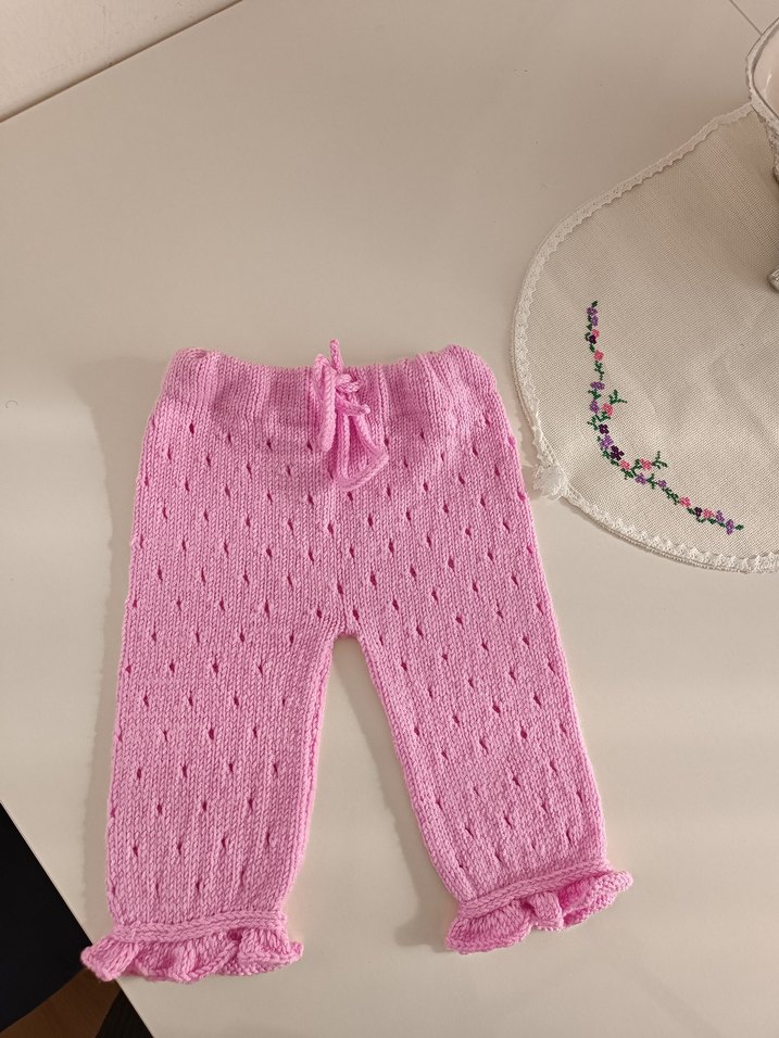 Kız Çocuk Pembe Nakışlı Triko Pantolon - Görsel 2