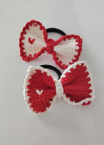 Nakışlı Kırmızı Fiyonk Saç Tokası - Görsel 2