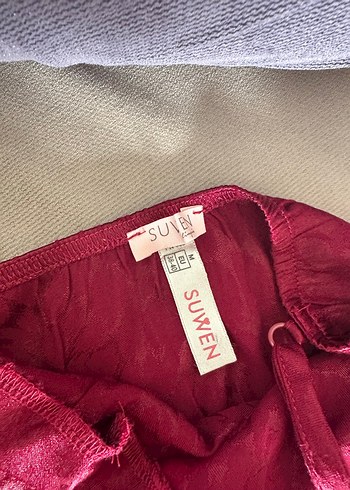Bordo Parlak Mini Strappy Elbise SUWEN