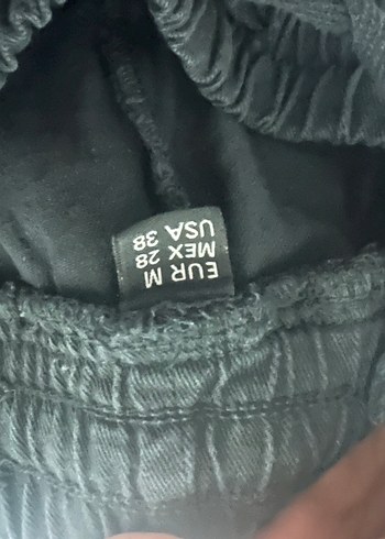 Bershka Kadın Siyah Beli Bağlamalı Keten Pantolon - Görsel 4