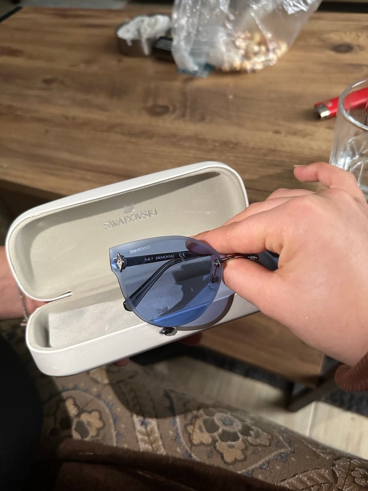 Swarovski Kadın Mavi Parlak Gözlük - Görsel 4