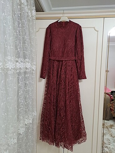 Simli Bordo Abiye