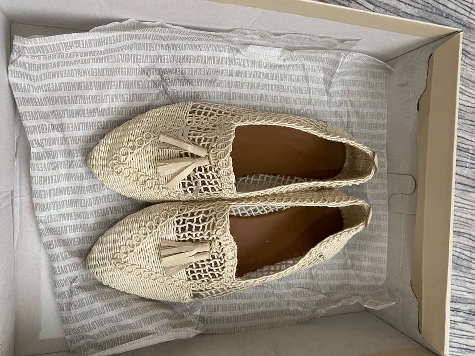 Bej Nakışlı Kadın Örgü Dolgu Topuk Espadril - Görsel 2