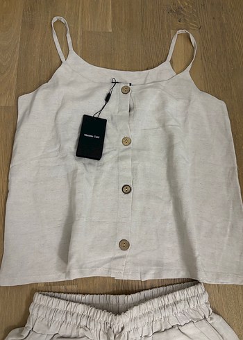 Massimo Dutti Keten Kadın Mini Şortlu takım - Görsel 2