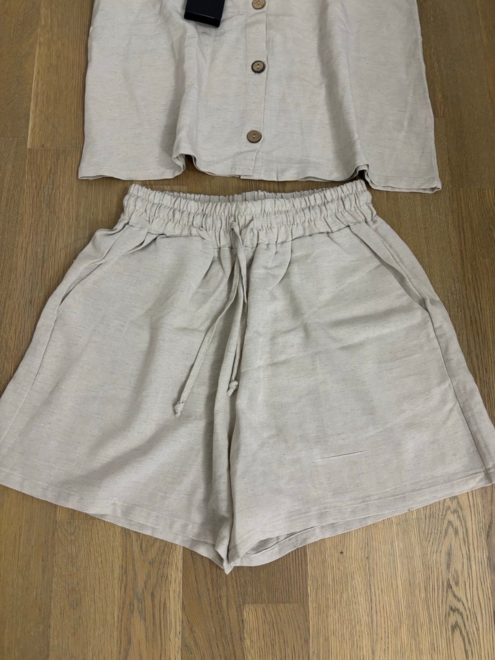 Massimo Dutti Keten Kadın Mini Şortlu takım - Görsel 3