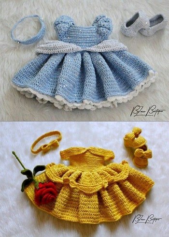 Renkli Örgü Bebek Elbiseleri ve Aksesuarları