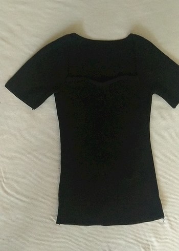 s Beden siyah Renk Siyah V Yaka Kısa Kollu Kadın Tişört