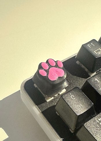 Renkli Siyah Pembe Kedi Patisi Tasarımlı Gaming Klavye Tuşu - Görsel 2